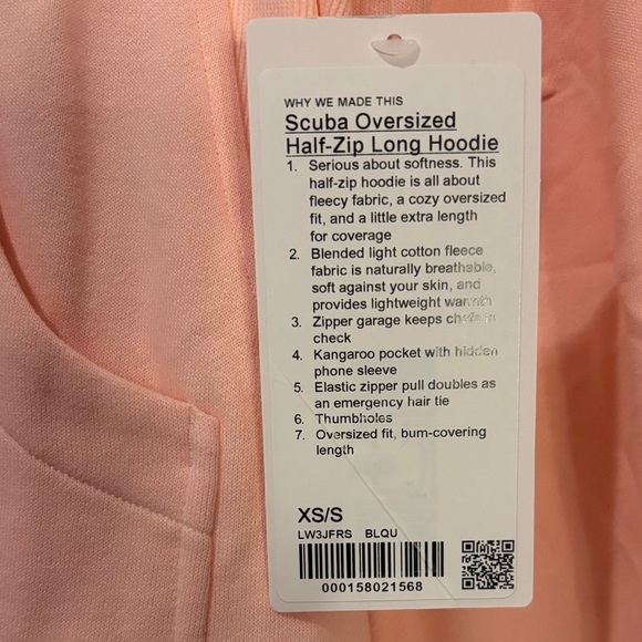 Lululemon Blush Quartz Scuba Oversized Half-Zip Long Hoodie - Picture 2 of 6